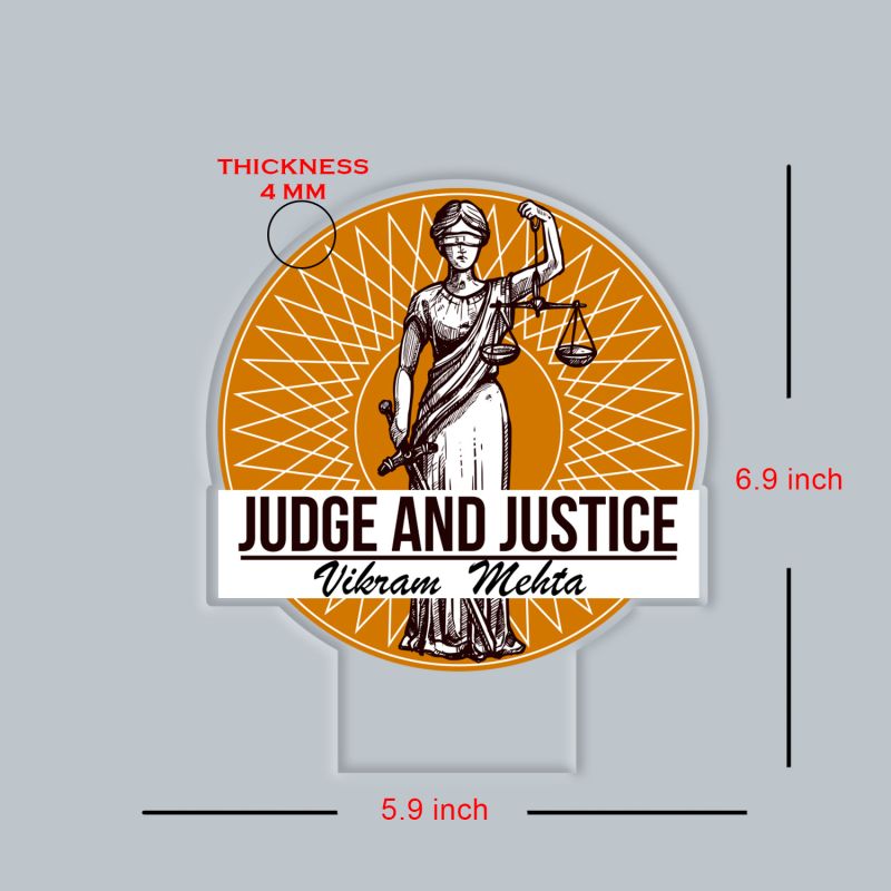 Personalized Judge and Justice LED Lamp with Warm White Light Gift for Judge Men & Women Home & Judge Office Desk Decor Light